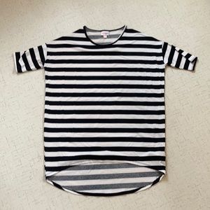 Lularoe Black and White Striped Irma XS EUC